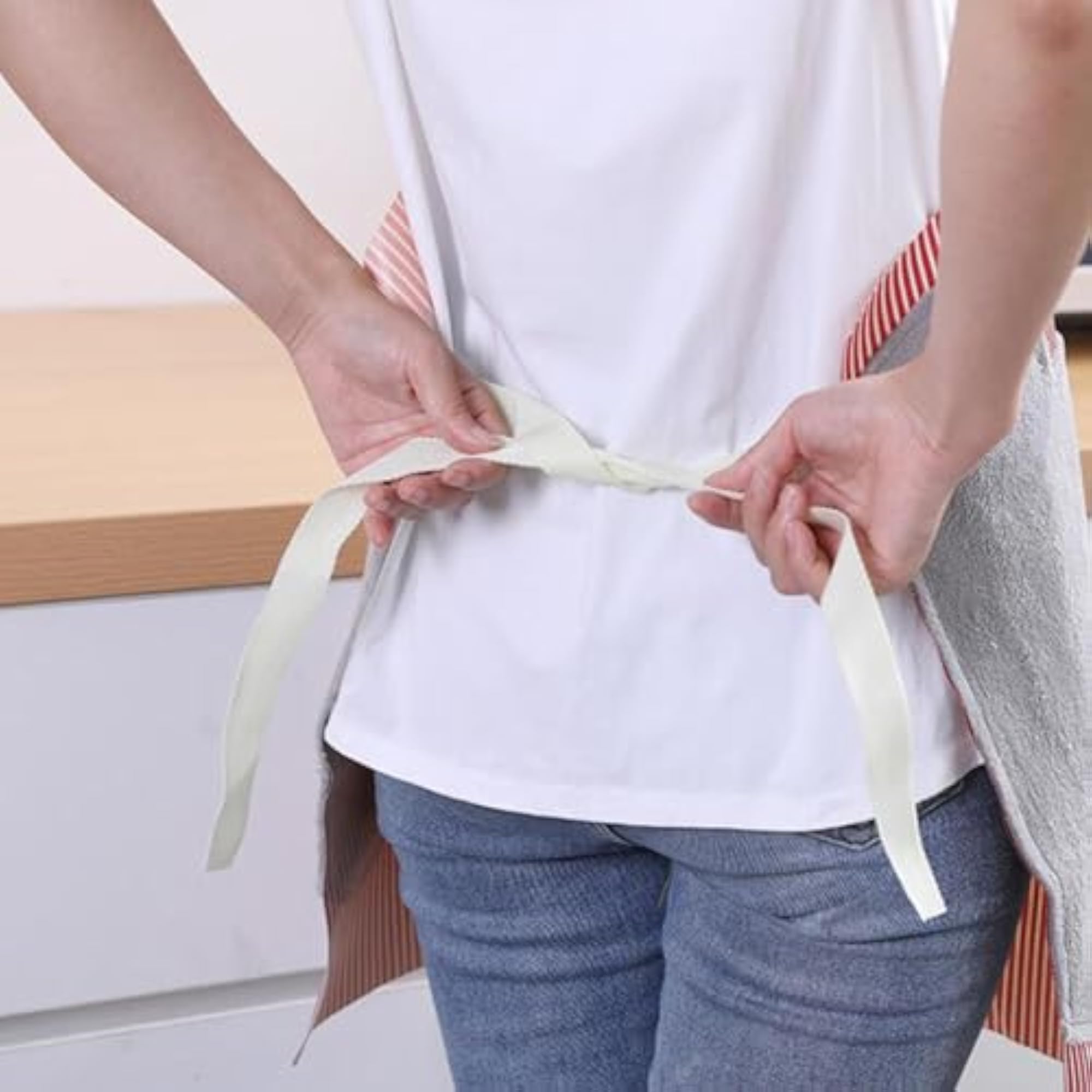 Kitchen Cooking Aprons with Hand Wipe Large Pocket, Red